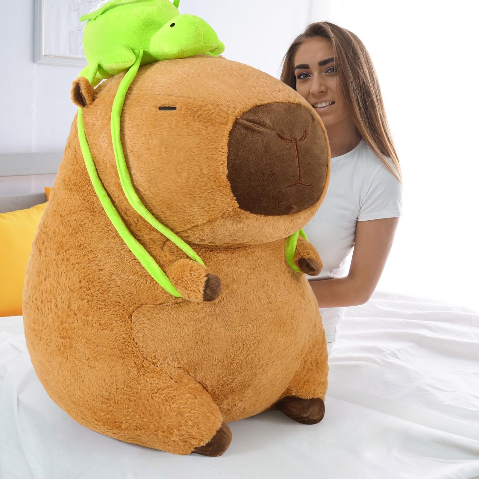 Shownicer Peluche Capybara Kuscheltier Gran Muñeco de Peluche Capybara Kawaii Cojín XXL Juguetes Regalo para Adultos Niños 3+ años (65 cm)