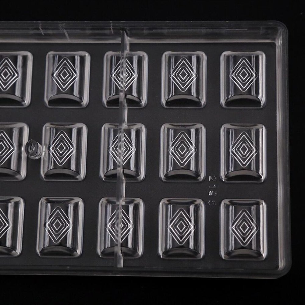 VAK 24 Cellen Onregelmatige Vierkante Vorm Polycarbonaat Chocolade Mallen, PC Bakvormen Tray, Bakpan Cake Gebak Snoep Ijs Gereedschap Chocolade Mal, Keuken Bakken Levert
