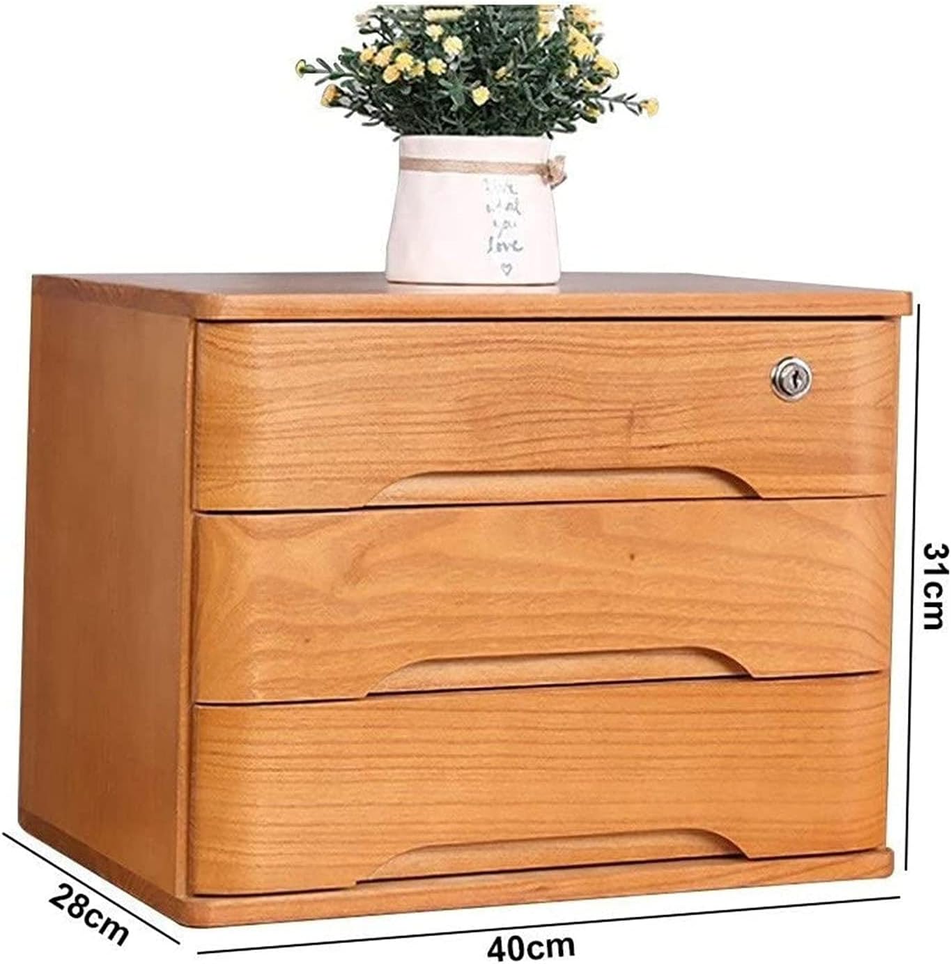 3-Layer Lockable File Cabinet, Office Desktop Storage Box, Lockable Drawer Shelf Data Rack, Can Store A4 Paper, Magazines, and Documents (40×28×31cm)