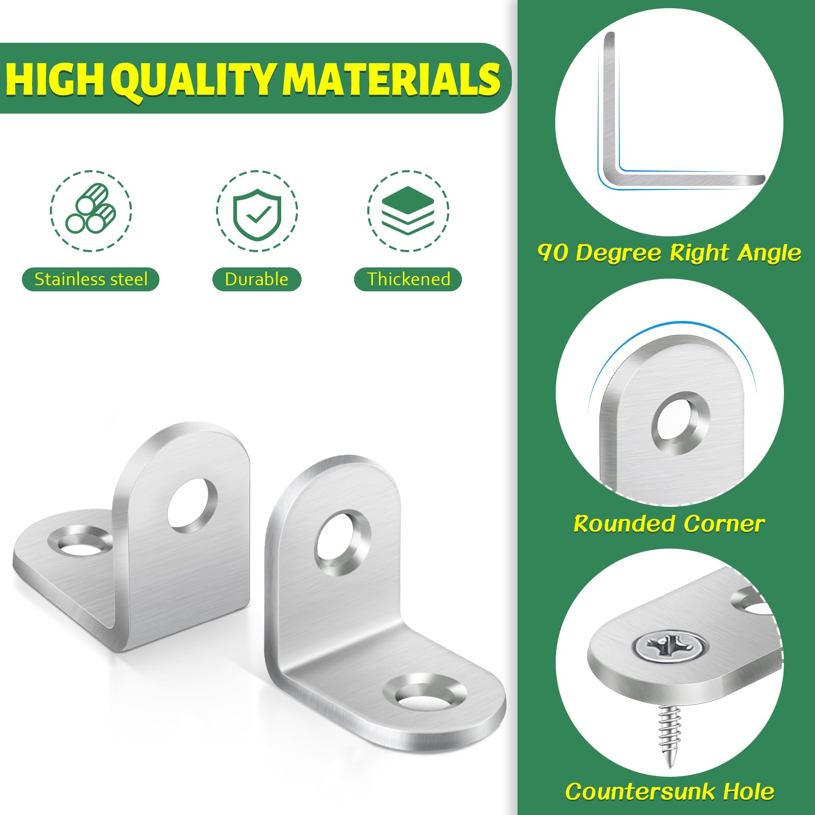 Bolatus 20Pcs Small L Brackets, 20x20x16mm Stainless Steel Angle Brackets with Screws - Image 3