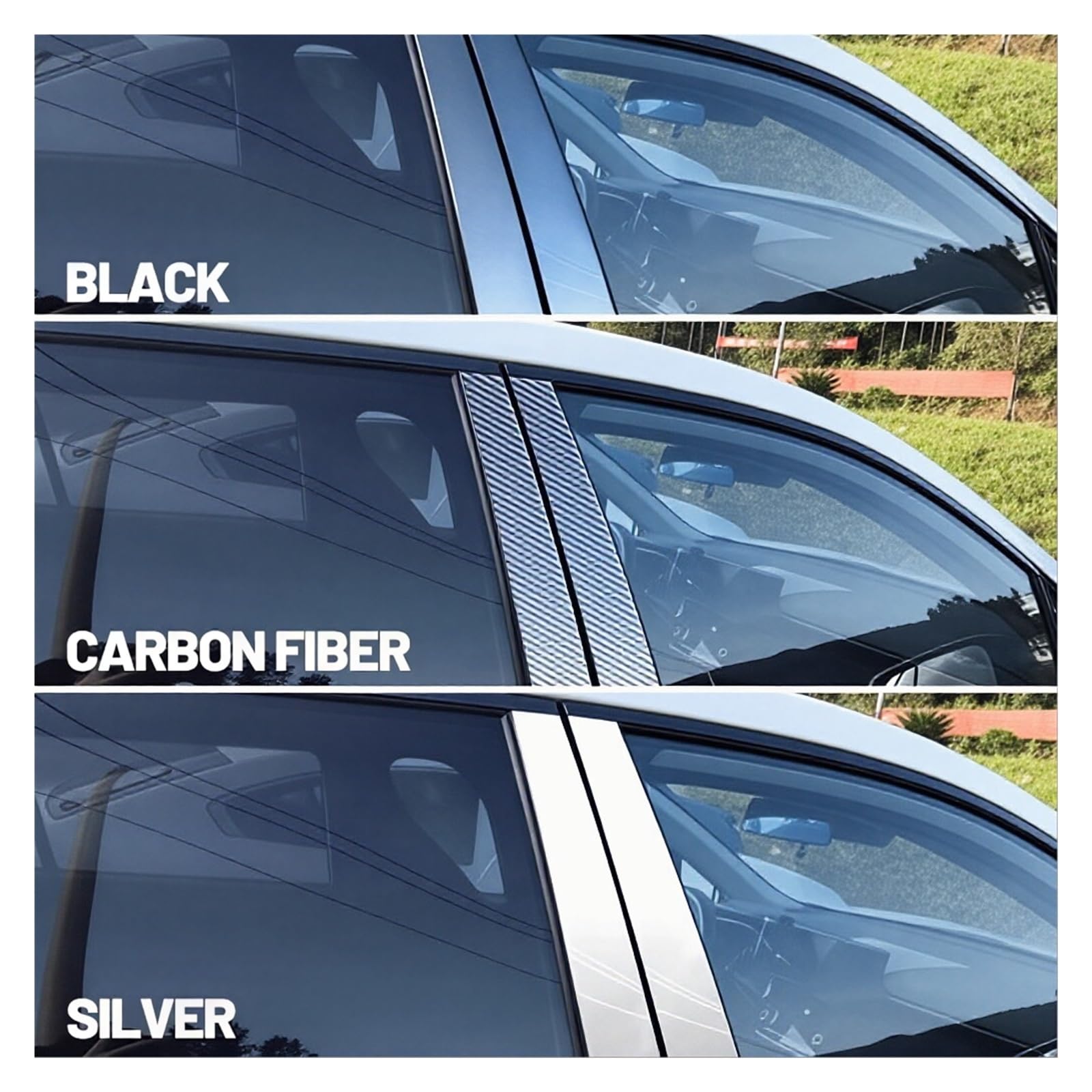 Modanatura del montante Per Dodge Per Ram 1500 2500 3500 2019-2023 Stile Fibra Carbonio Copertura Montante B C Porta Finestrino Sticker(Carbon Fiber)
