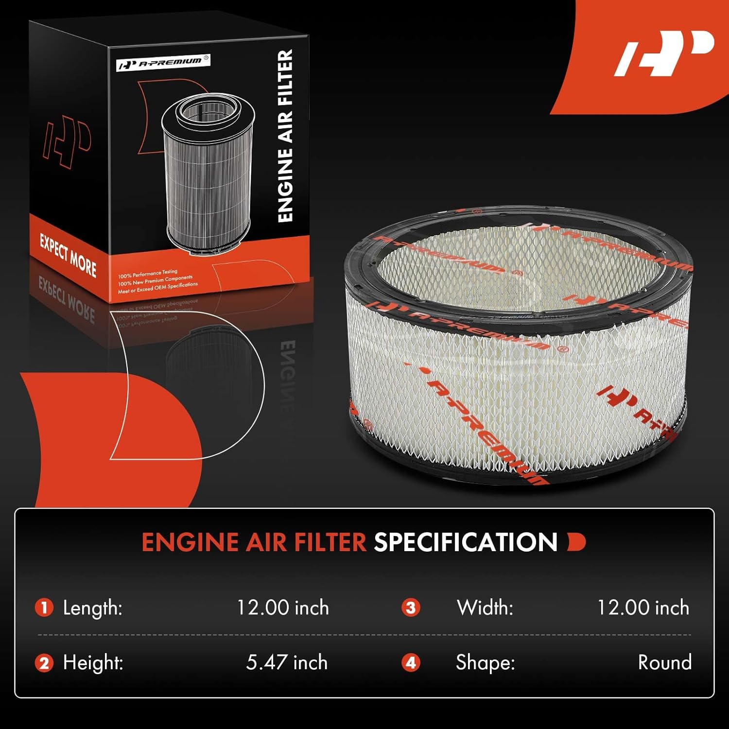 A-Premium Engine Air Filter Compatible with Chevrolet C10 C20 Suburban, C30, G10, G20, G30, K10 K20 Suburban, K30, K5 Blazer, P20, P30 & GMC Jimmy, C1500 C2500 Suburban, P3500, R2500, R3500, V3500