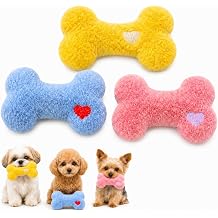 3 Packs Calming Plush Toys for Dogs, Cute Bone-Shaped Squeaky Toys, Durable Puppy Chew Toy for Small, Medium Dogs