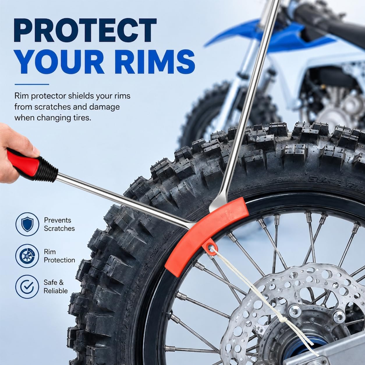 39PCS Tire Spoons Kit, Upgraded Tire Removal Tool Kit with 14.5" & 11.5" Tire Levers, Rim Protectors & Valve Tool, Valve Cover and Valve Core,tire changing tool kit for Motorcycle Dirt Bike Lawn Mower
