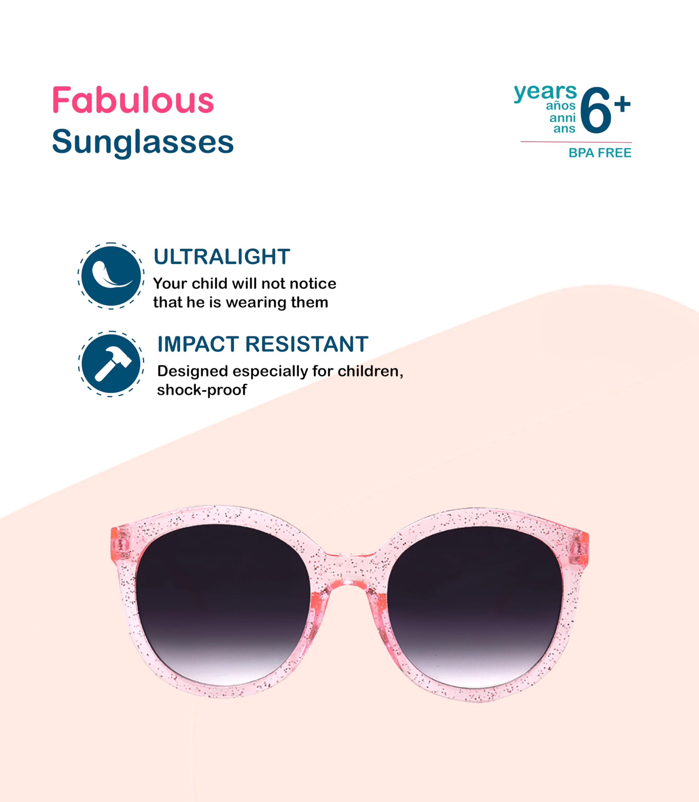 Kiddus Lunettes de Soleil Fille 6-9 Ans Enfant Polarisées UV400 CAT3, Protection 100% UVA UVB, Design Européen, Légères pour École et Plage, Certification CE ISO REACH