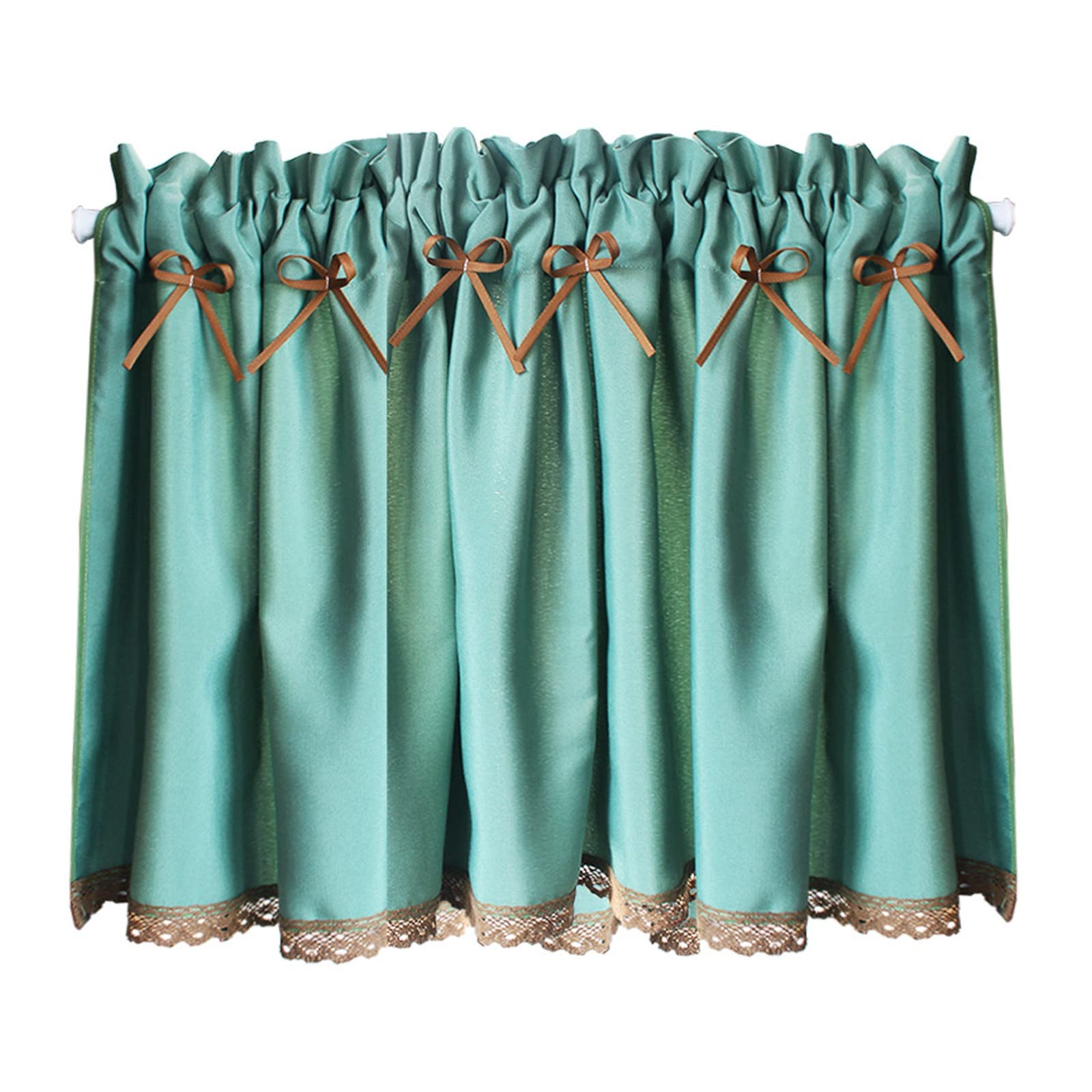 Media cortina vintage con aislamiento térmico y tejido verde de tacto suave