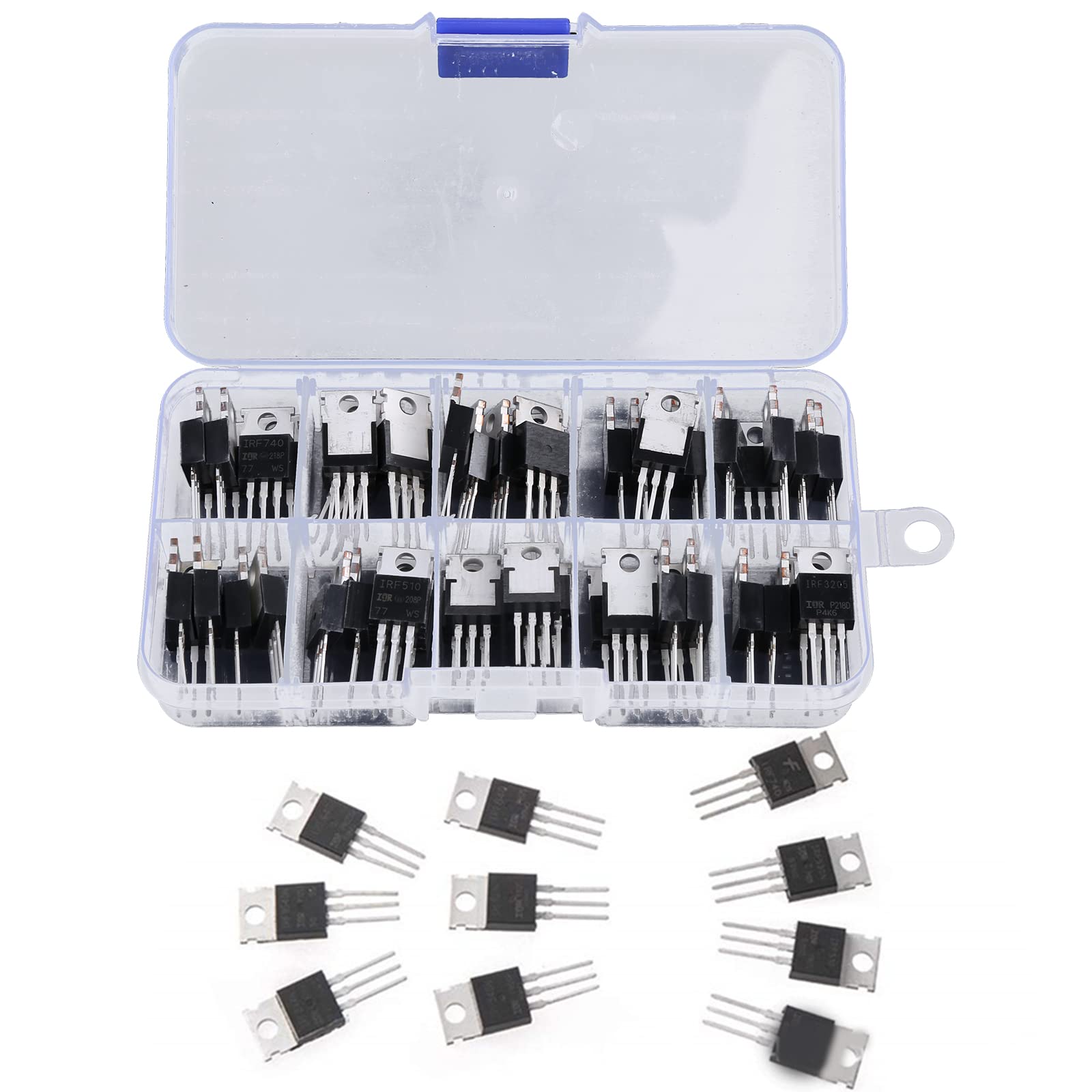 Kit Transistors Mosfet Série IRF 50 Pièces 10 Types Comprenant IRFZ44 IRF510 IRF IRF530 IRF540 IRF640 IRF740 IRF840 Kit Transistors Mosfet