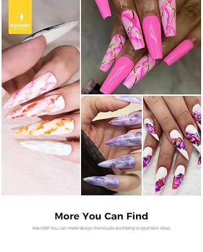 Miniatura 5 de BURANO Esmalte de uñas en gel de mármol, 1 botella de esmalte de uñas de gel floreciente, tintes de mármol, arte de uñas de mármol para el hogar,