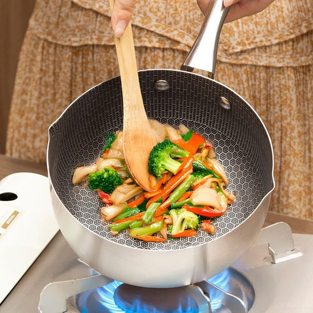 Padella in acciaio inox ispessito per chef casalinghi, strumento essenziale per cucinare tutti i giorni