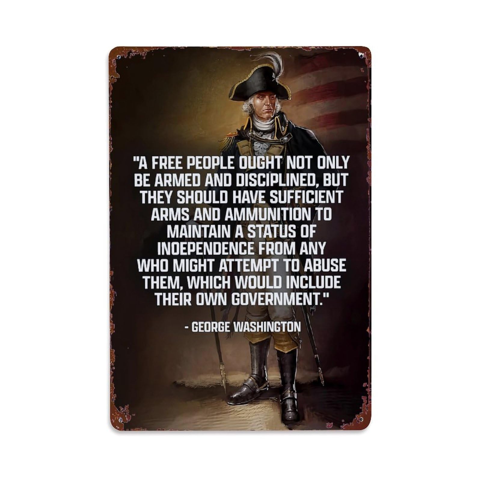 Jdfenggu Vintage Historical Figure With Quote And Flag Background Retro Metal Tin Sign, Decor Art Poster For Bar, Home, Man Cave, Kitchen, Laundry Room Gift 8X12inch