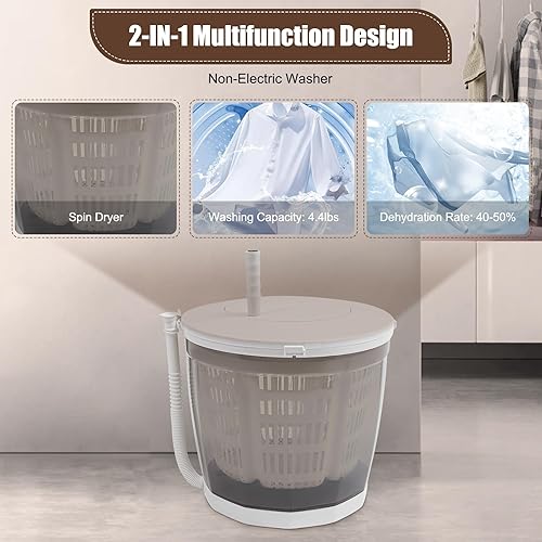 Miniatura 5 de Lavadora portátil, mini lavadora manual de lavandería y secadora de ropa, lavadora compacta con controlador giratorio para el hogar, apartamento, RV