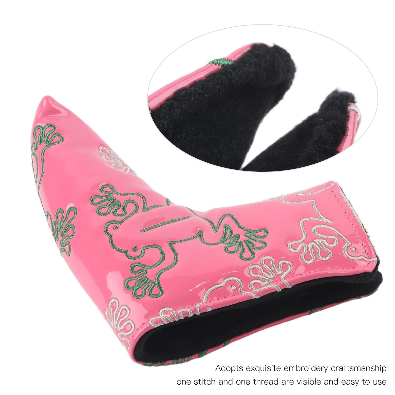 Agatige Copertura per Putter per Lame da Golf, Copricapo per Putter da Golf Copritesta per Ricamo con Chiusura Magnetica Protettiva in PU(Rosa)