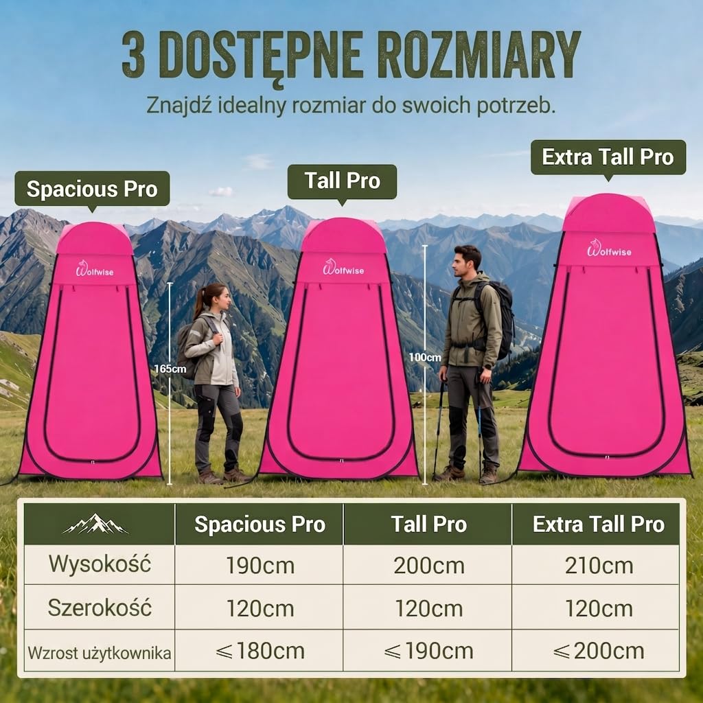 WolfWise Pop-Up namiot prysznicowy kempingowy i przebieralnia z podłogą – pokryty srebrem, ochrona przed promieniowaniem UV 50+, wodoodporny, namiot toaletowy z oknami i torbą do przenoszenia, do