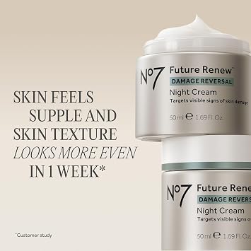 No7 Future Renew Damage Reversal Night Cream - Anti Aging Face Moisturizer - Infused with Peptide Technology to Reverse Visible Signs of Damage - Skin Barrier Repair for Dry Skin (1.69 Oz)