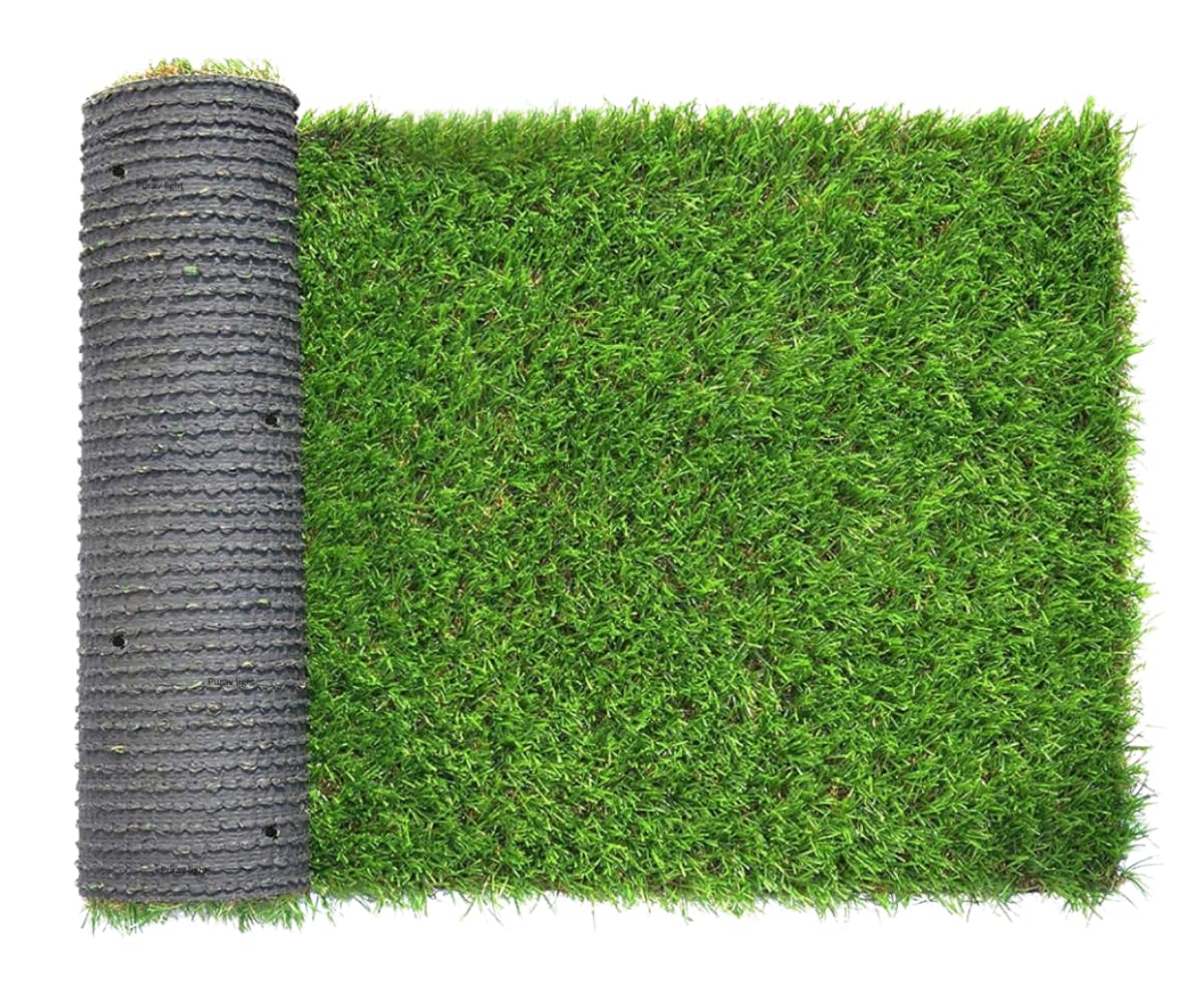 Purav Light 35mm Artificial Green Grass Carpet Mat for Balcony| Grass Mat for Floor, Home Decoration| Perfect for Indoor and Outdoor Use| Entrace Mats|Easy to Wash| Waterproof Mats| (15x23 Inch)
