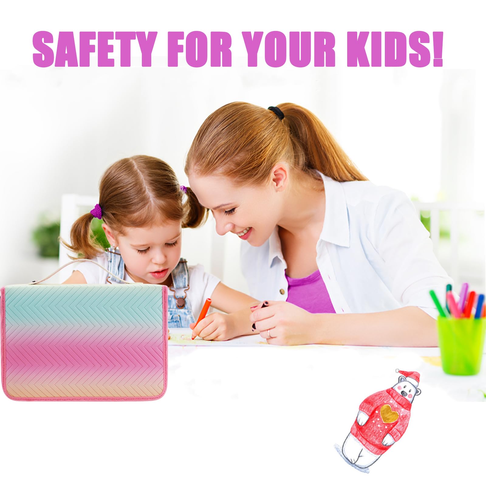 Daerthotk Colored Pencil Case 80 Slots Pencil Holder with Zipper Closure Large Capacity for Watercolor Pens, Organizer for Artist - Image 6