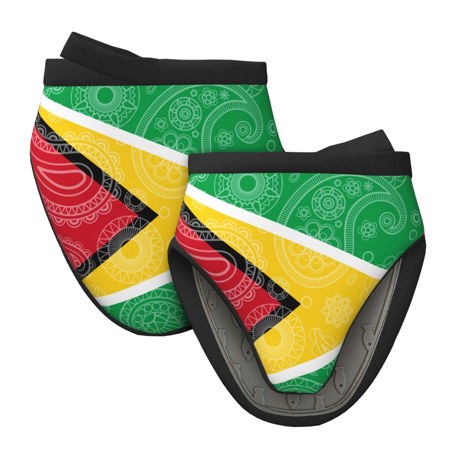 Silicone Oven Mitts, Heat and Slip Resistant Kitchen Mittens 2-Pack Set, Guyana Paisley Flag Short Soft Oven Gloves