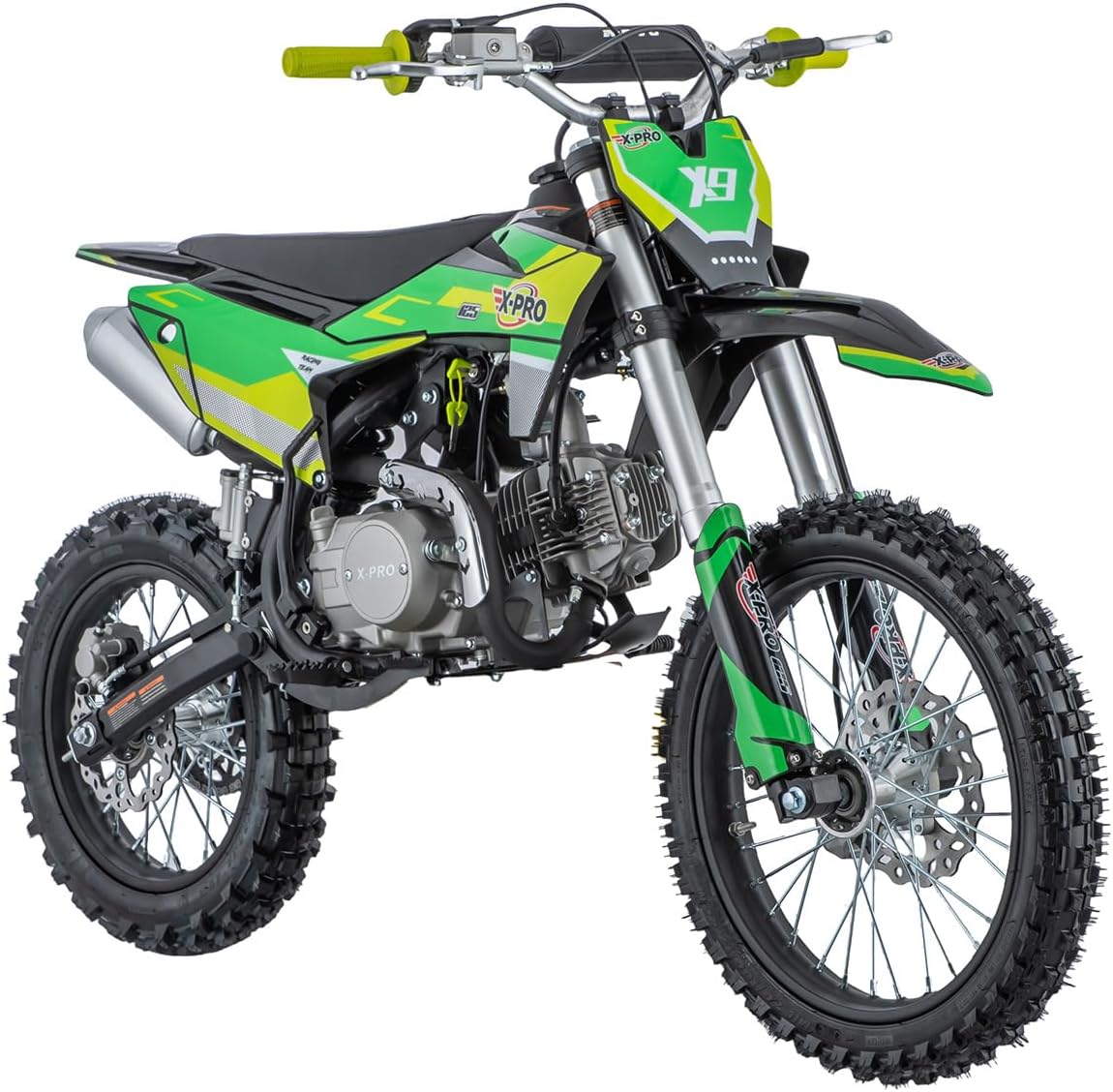 X-PRO X9 125cc Dirt Bike Adults Pit Bike 125 Pitbike,Big 17"/14" Tires!(Green)