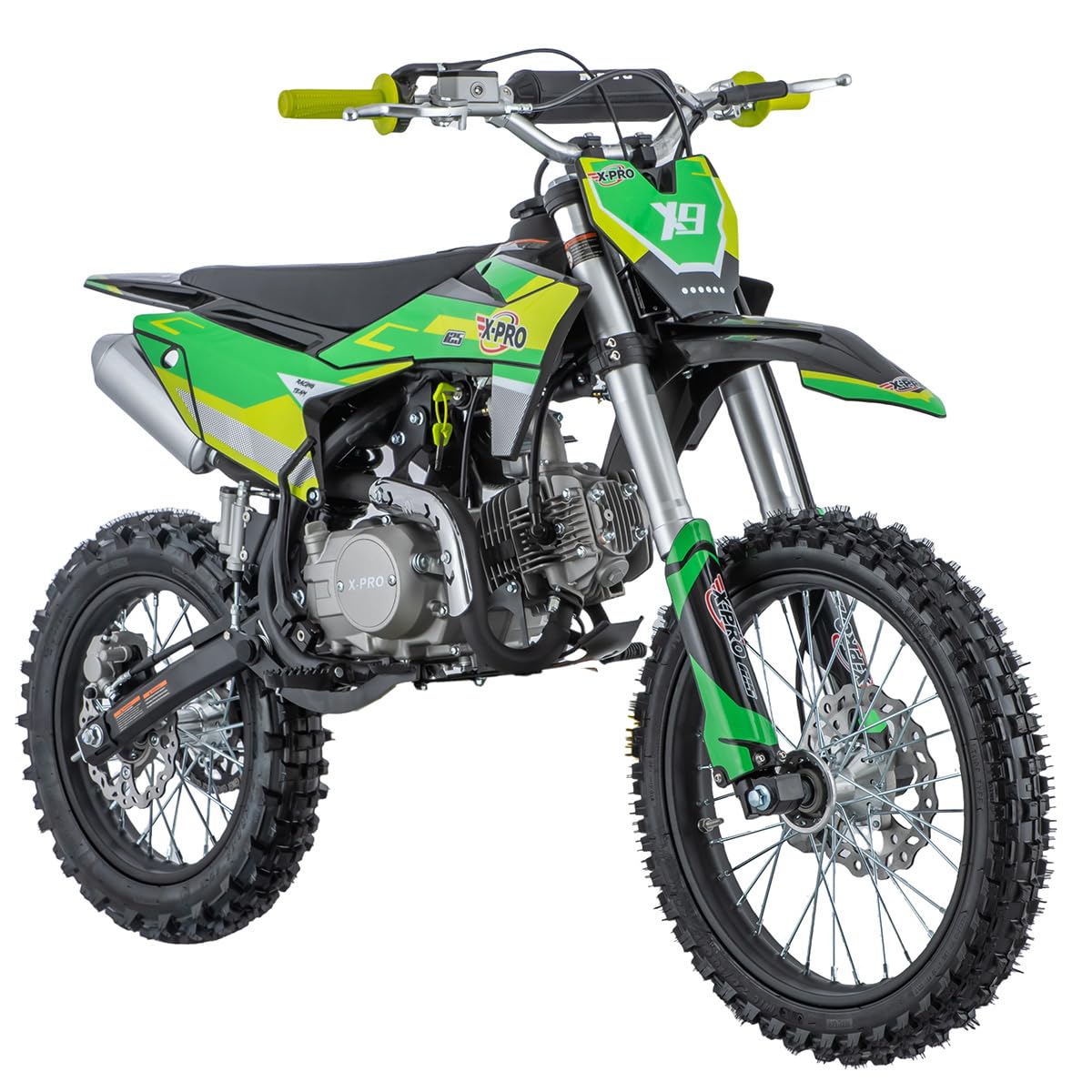 X-PRO X9 125cc Dirt Bike Adults Pit Bike 125 Pitbike,Big 17"/14" Tires!(Green)