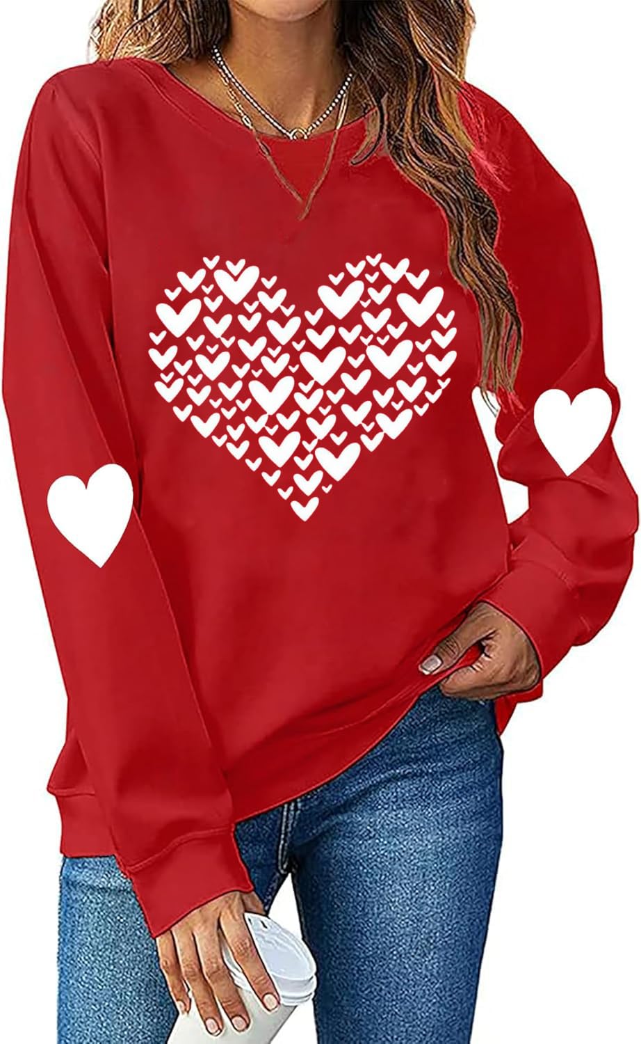 Ykomow Long Sleeve Valentines Shirts Women Plaid Love Heart Valentine's Sweatshirts Blouse Tops