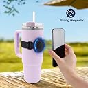 Water Bottle Phone Holder for MagSafe, Magnetic Holder with Adjustable Silicone Anti-Slip Strap for Stanley Cup Gym Accessories, for iPhone & AirPods Owala Simple Modern Water Bottle w/ 2×Metal Ring gallery image