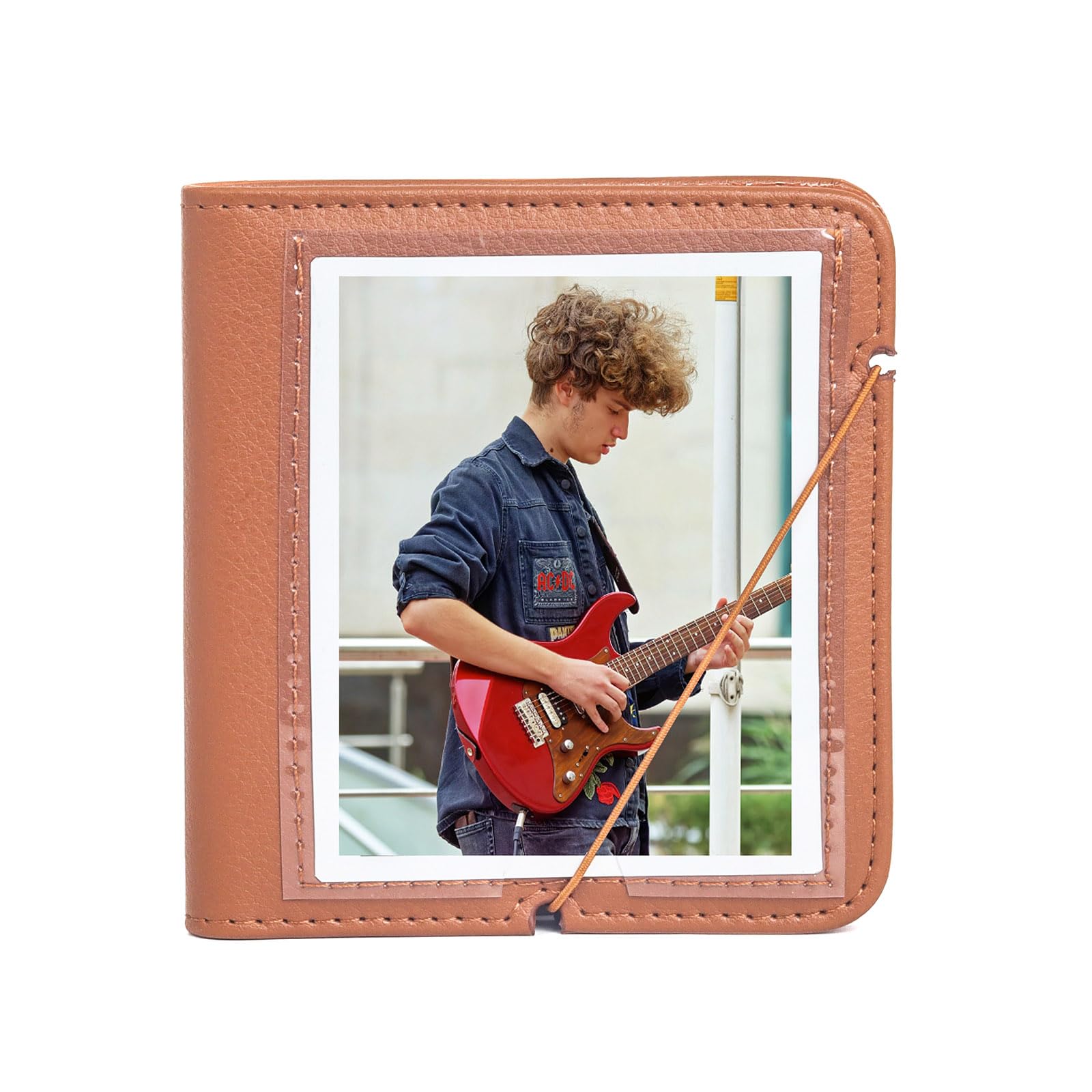 VOVMOEYA 28 Pocket Photo Album 3.5x4.5 Inch Camera Film Storage,For Polaroid Cameras,For Fujifilm Instax Wide 400/300/210 Slip In Photo Book Album Fastening Rope To Prevent Loss-Brown