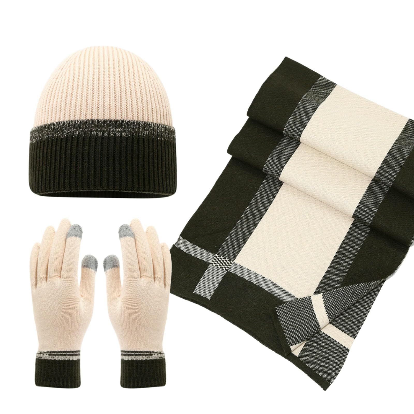 Gorro bufanda guantes de invierno con tejido engrosado térmico y versátil