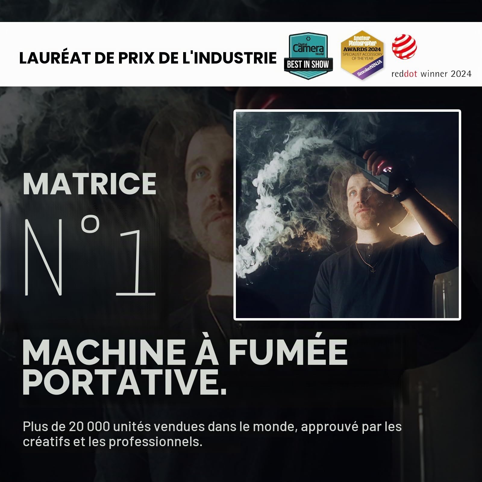 PMI SmokeNINJA Machine à fumée portable et sans fil avec télécommande, pour photographie, événements en plein air, fêtes, effets de scène, Halloween ou mariages (kit complet)
