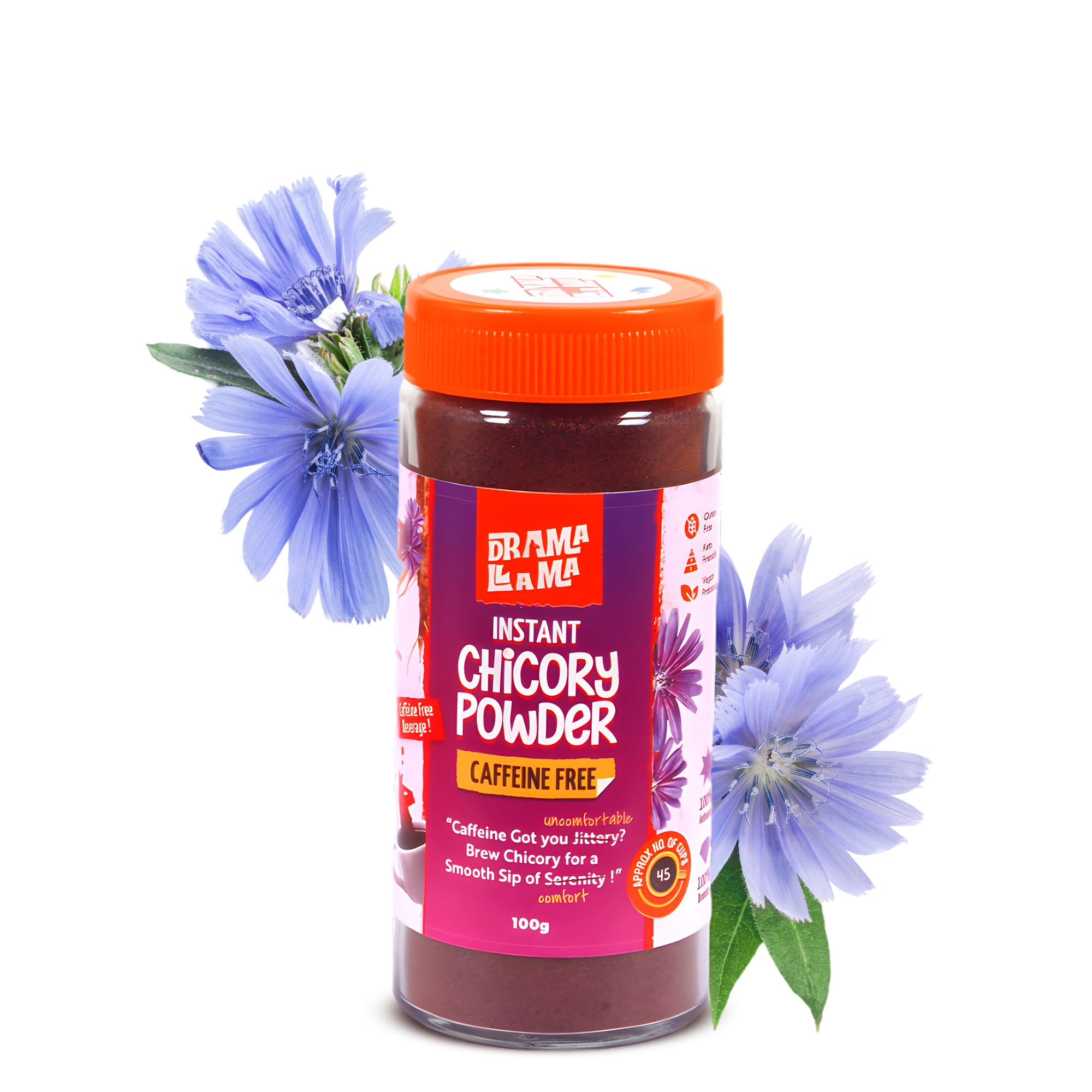 Drama Llama Roasted Instant Chicory Root Powder, 100gm | Pack of 1 | Roasted and Ground to Perfection, Brew with Coffee and Other Beverages | Caffeine & Sugar Free Beverage for Boosting Immunity