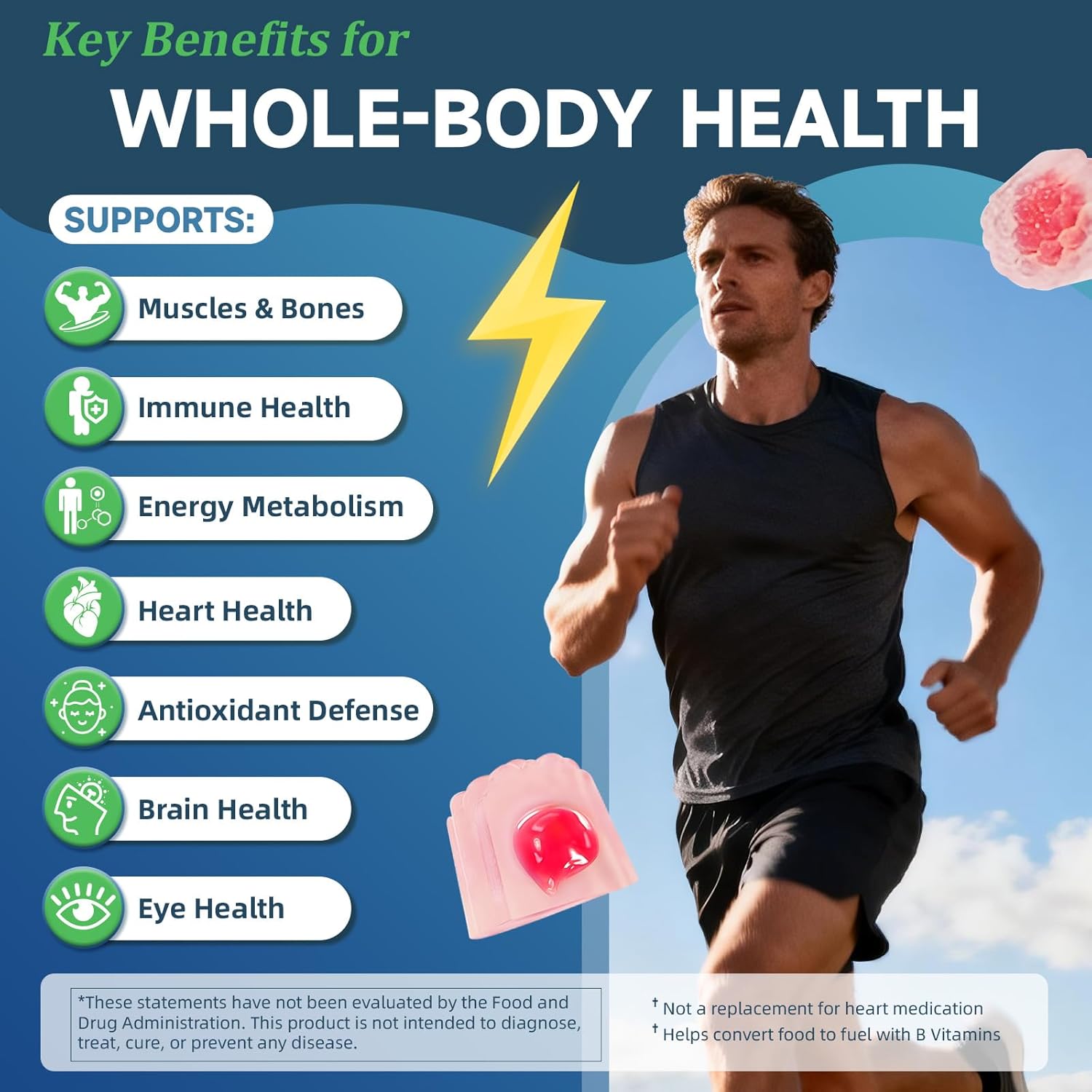 Totaria Sugar Free Multivitamin for Men with Omega 3, Probiotics, Mens Multivitamins Gummies w/Methylated B Complex, EAAs, Lycopene, Zinc, for Daily Energy, Immune, Heart, Iron Free, 60 Count - Image 2