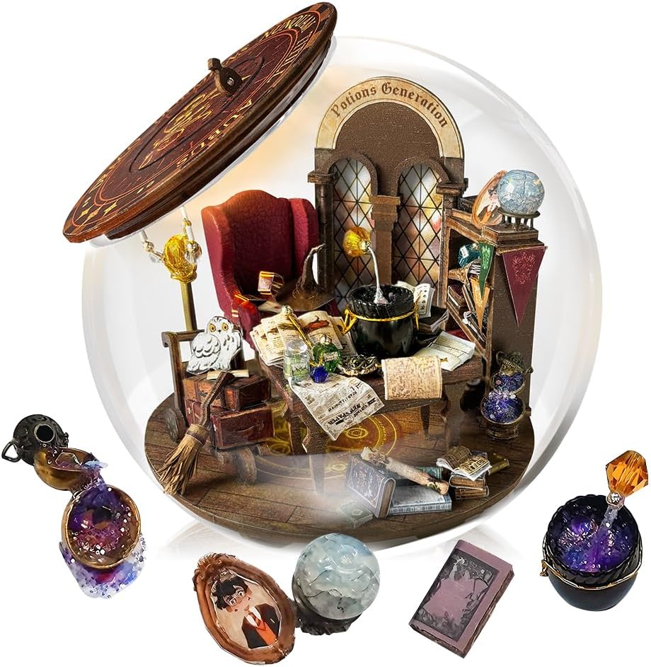 Dollhouse Miniature DIY House Kit Creative Room with Furniture and Glass Cover for Adult to Building, Halloween/Home Decorations/Gifts for Family and Friends (MYDB)