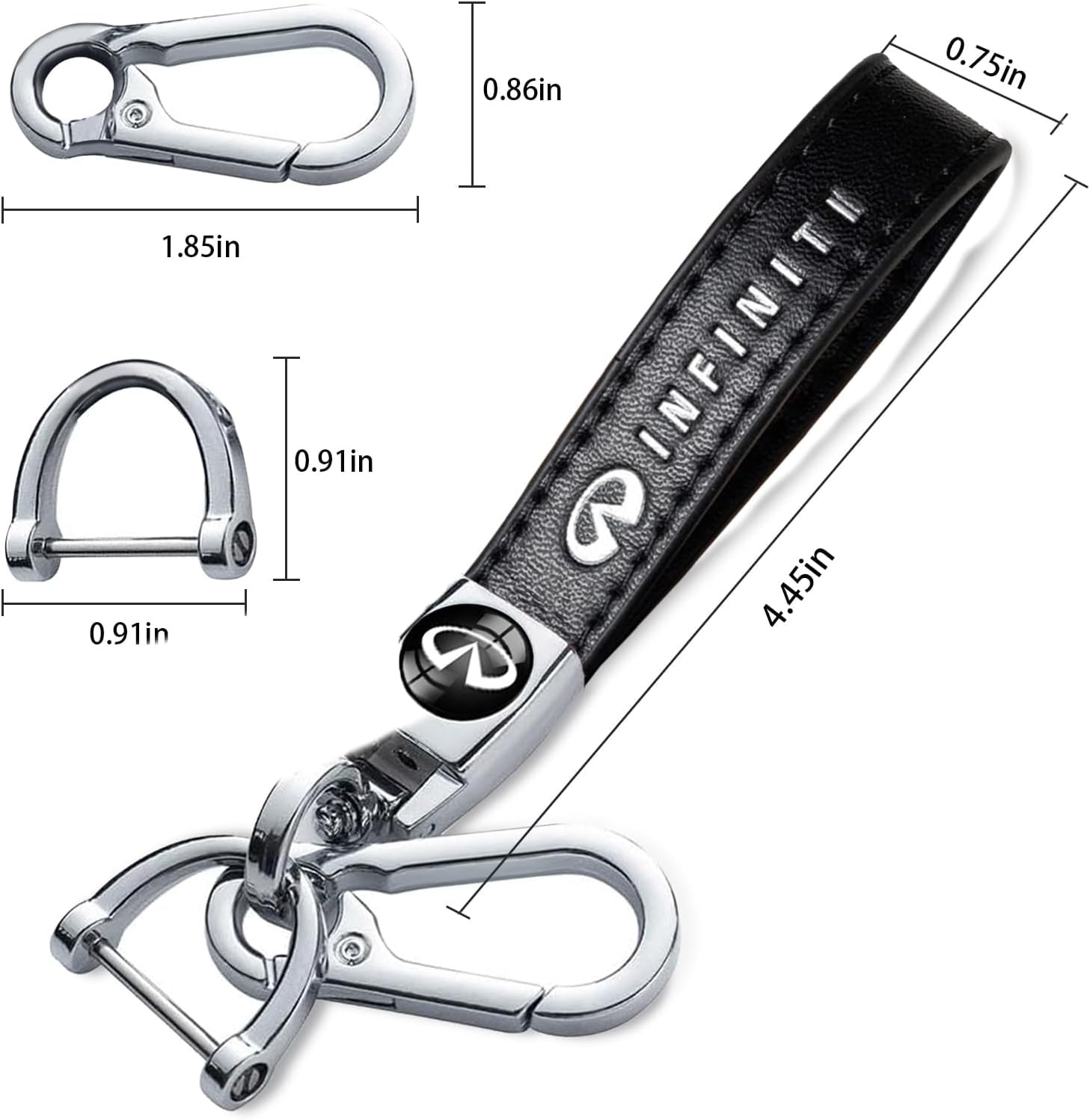 Leather Car Keychains, Car Keychain Ring Accessories,for Infiniti QX50 Q50 Q70 Q70L Q60 QX30 QX60 QX80 Series Home Gifts Keyrings Black - Image 2