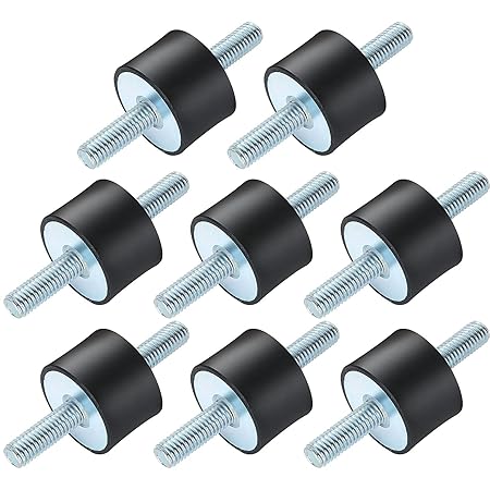 FVIEXE 8PCS M8 Rubber Isolator Mounts, Anti Vibration Generator Isolation Mounts with Double Stud, Rubber Shock Absorber Mounts Isolation Mounts for Air Compressors, Garage Motor, Diesel Engines