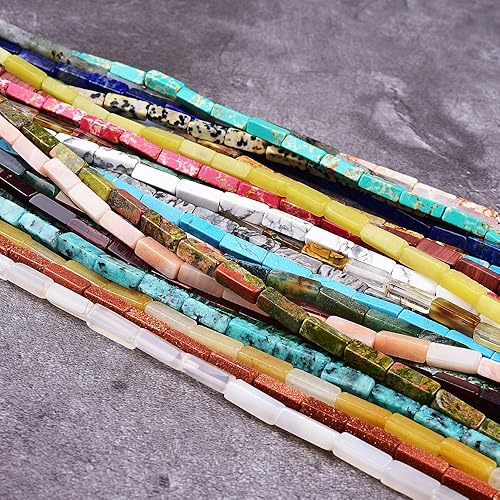 Miniatura 4 de Cuentas sueltas de ágata india natural de 0.157 x 0.512 in, tubo de cuentas con energía curativa para la fabricación de joyas, 15.5 pulgadas por