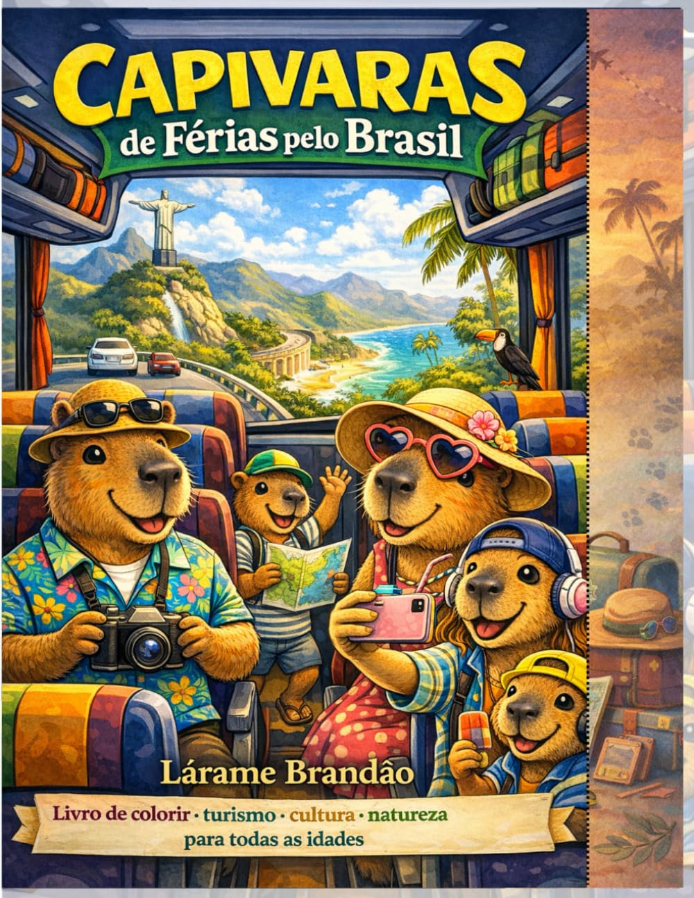 Capivaras de Férias pelo Brasil: Livro de colorir • Turismo • Cultura • Natureza • Para todas as idades • 30 ilustrações fofas e relaxantes