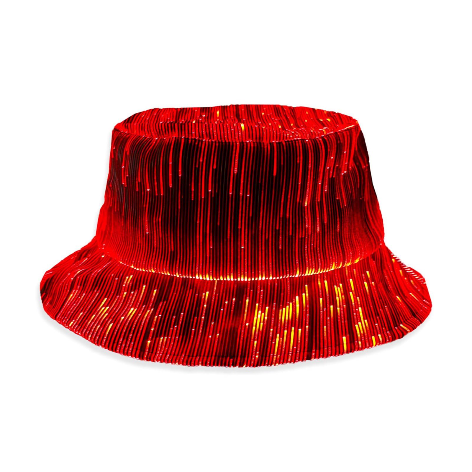Cappello Illuminato a Fibra Ottica con modalità Lampeggianti Regolabili per Feste Festival Cappello a Secchiello a LED per spettacoli in Discoteca Accessorio per Festival Musicali