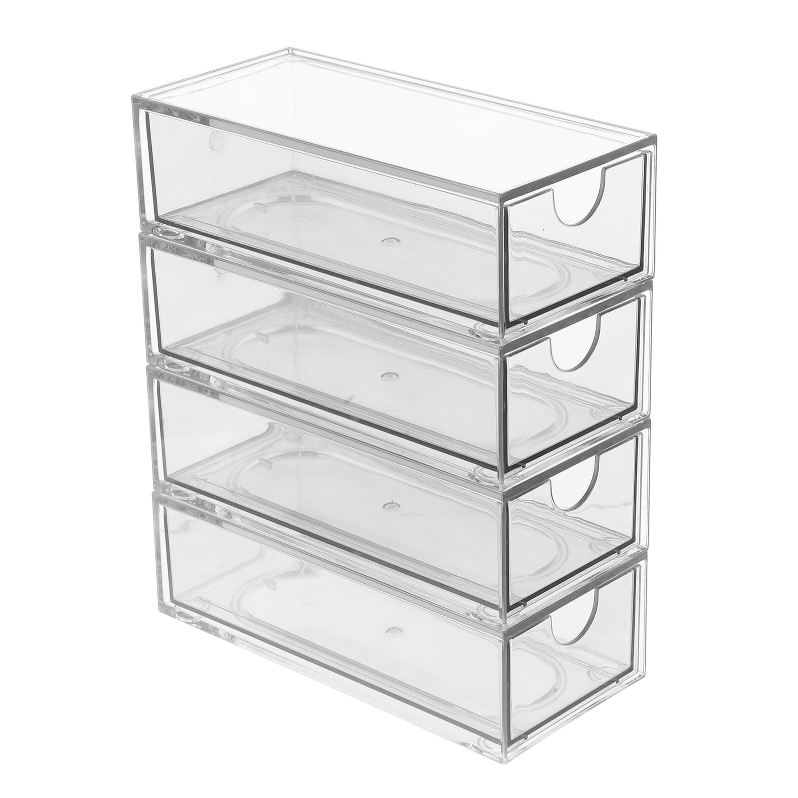 Anneome Contenitore per Accessori Chioma Trasparente 4 Cassetti, 4 Pezzi | Impilabile, Plastico Facile da Pulire, per Bagno e Ufficio, Formato Piccolo Salvaspazio