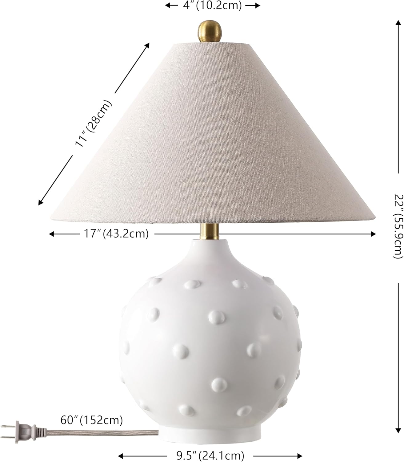 SAFAVIEH Lighting - Leanni 22-Inch Table Lamp - White Resin & Oatmeal Shade - Ideal for Living Room, Bedroom, Nightstand, Reading Nook, LED Bulb Included (TBL4680A)