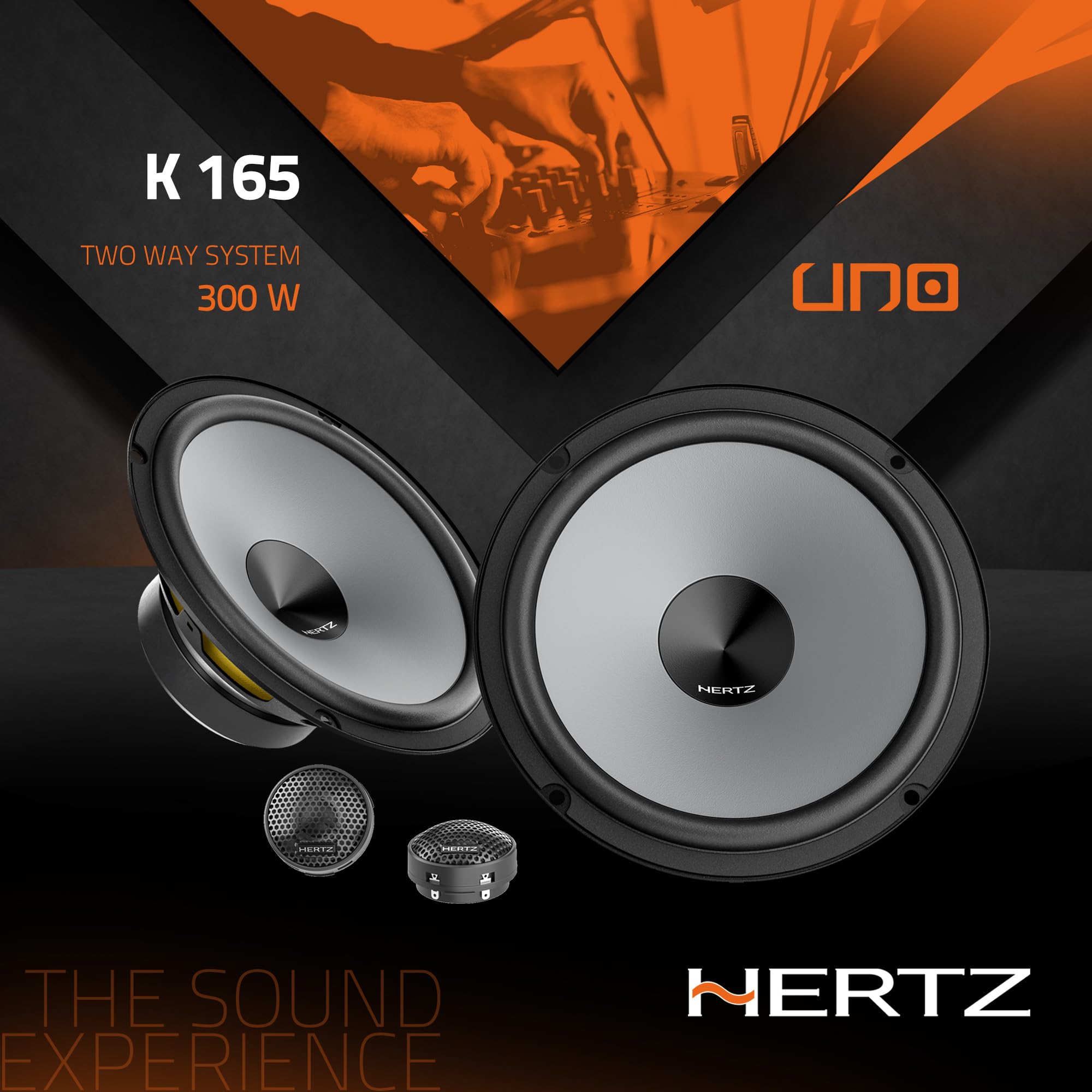 Hertz K 165 – Kit de Altavoces de 2 vías de 165 mm con woofer de Papel prensado y Tweeter de cúpula Pei, diseño Compacto y 210 W máx | Papel prensado impermeable, tweeter PEI 24 mm, crossover incluido, 6,5 pulgadas, 75 W RMS, 4 ohmios, 93,5 dB