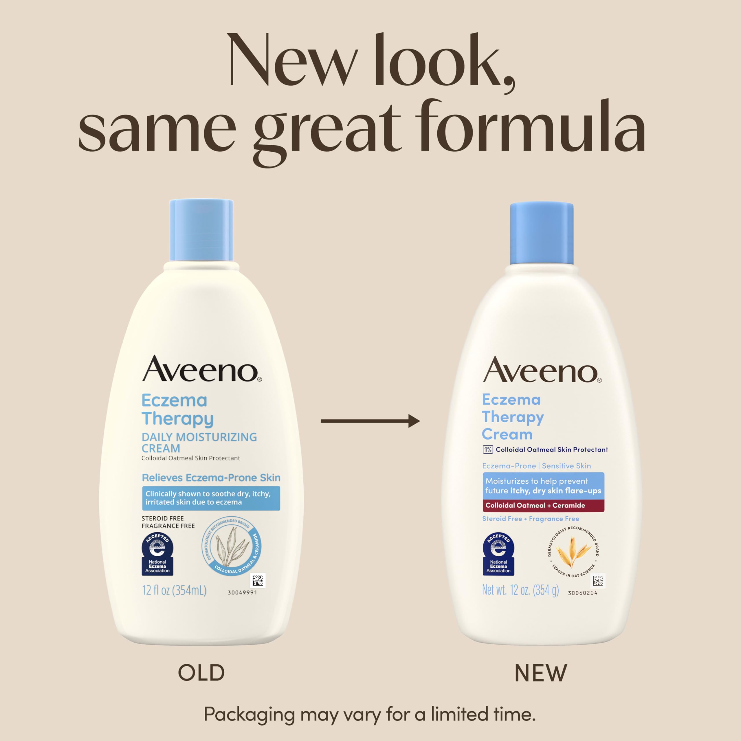 Aveeno Egzama Terapisi Günlük Nemlendirici Krem Hassas Ciltler için, Koloidal Yulaf ezmesi ile Kuru, Kaşıntılı ve Tahriş Olmayan Ciltler için, Steroidsiz ve Kokusuz, 12 ml