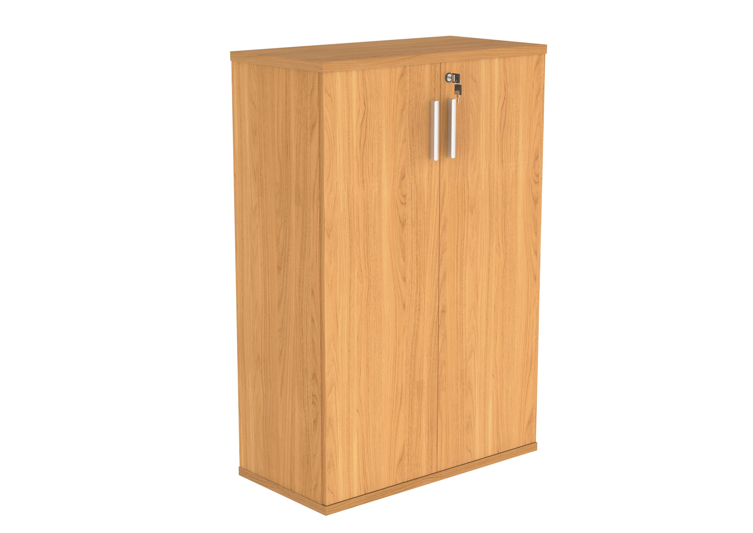 Office Hippo Essentials Heavy Duty Storage Cupboard With Adjustable Shelving, Featuring 2 Lockable Doors, Suitable For Commercial Office, Home And Classroom Norwegian Beech, 40D x 80W x 120.4Hcm.