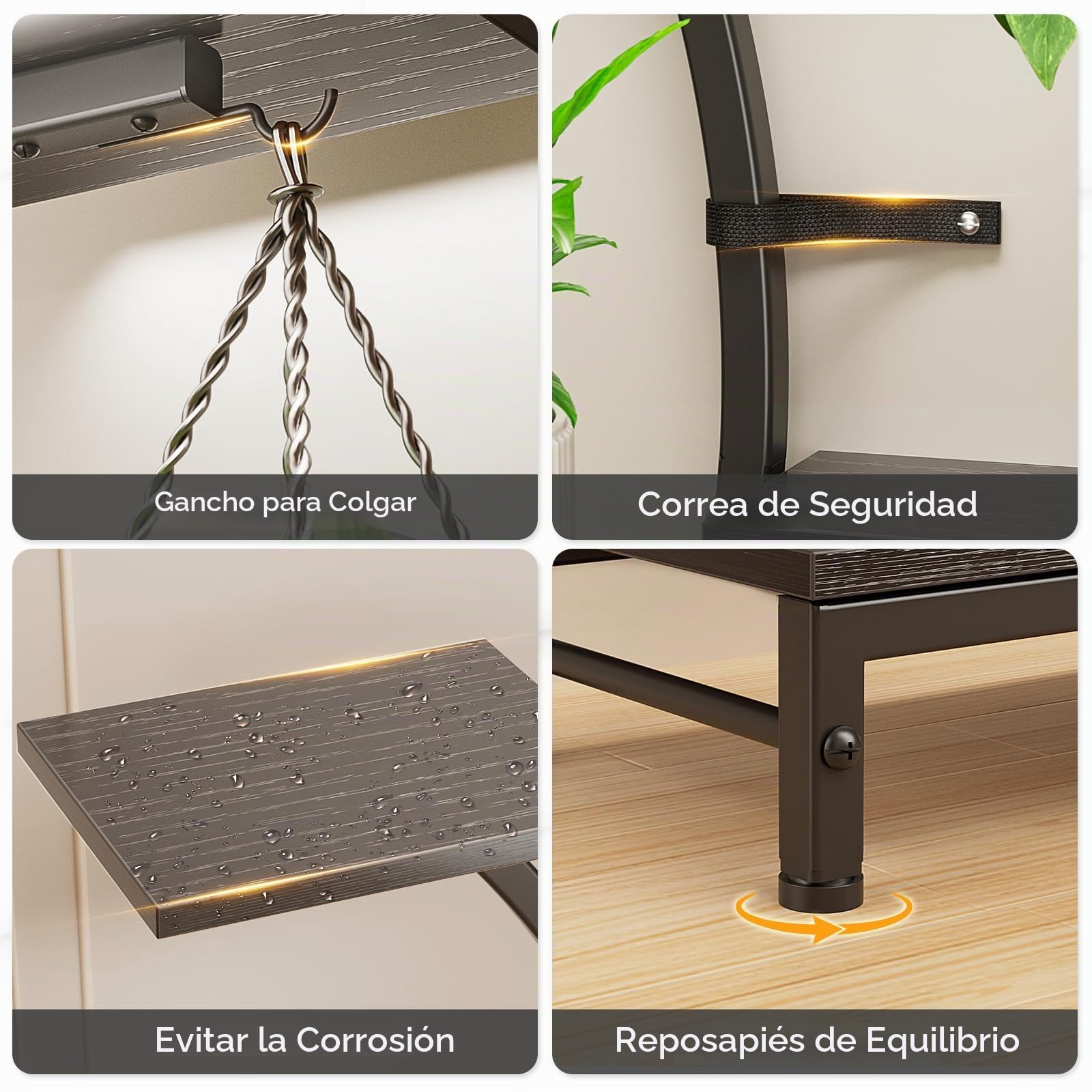 Mutool - Soporte para plantas de interior con luces de crecimiento, estante alto de 163 cm para exhibición de flores, soporte de esquina que ahorra espacio para decoración del hogar, sala de estar