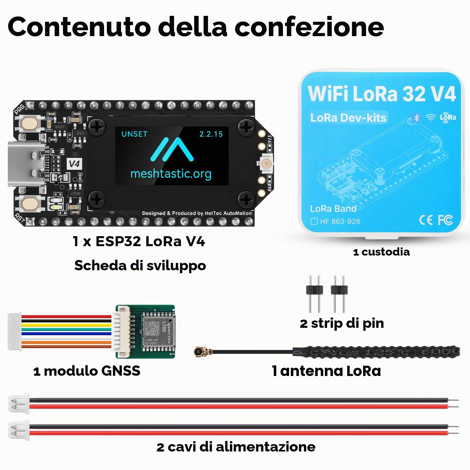1 scheda di sviluppo pre-saldata ESP32 LoRa V4 con modulo GNSS, batteria da 3000 mAh, WLAN integrato Bluetooth SX1262 868 MHz LoRa, display OLED da 0,96 pollici, interfaccia USB-C per tastiera
