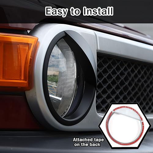 Miniatura 5 de Recortes para faros delanteros para Toyota FJ Cruiser 2007-2021, 1 par de ABS para faros delanteros de coche, cubierta de párpados para cejas,