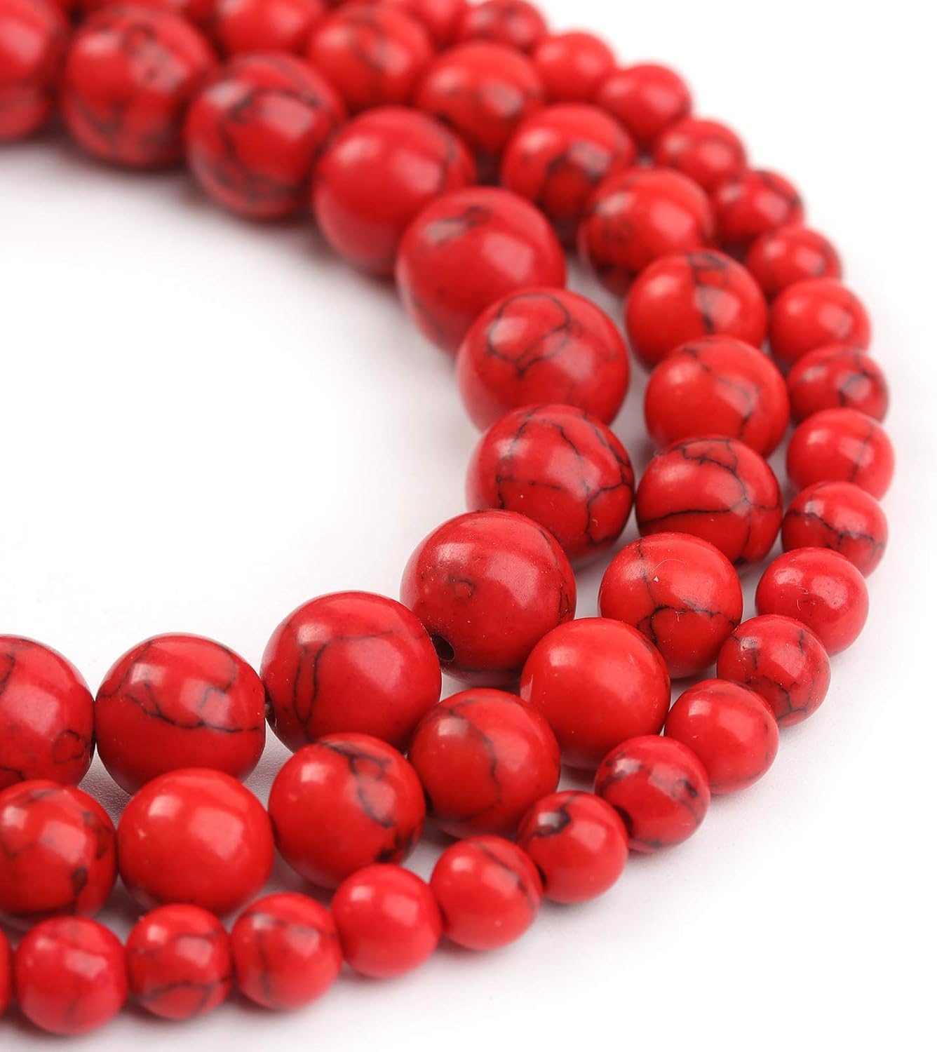 Natural Stone Beads 8mm Red Turquoise Polished Round Smooth Gemstone Beads for Jewelry Making 15 Inch(Red Turquoise,8mm)