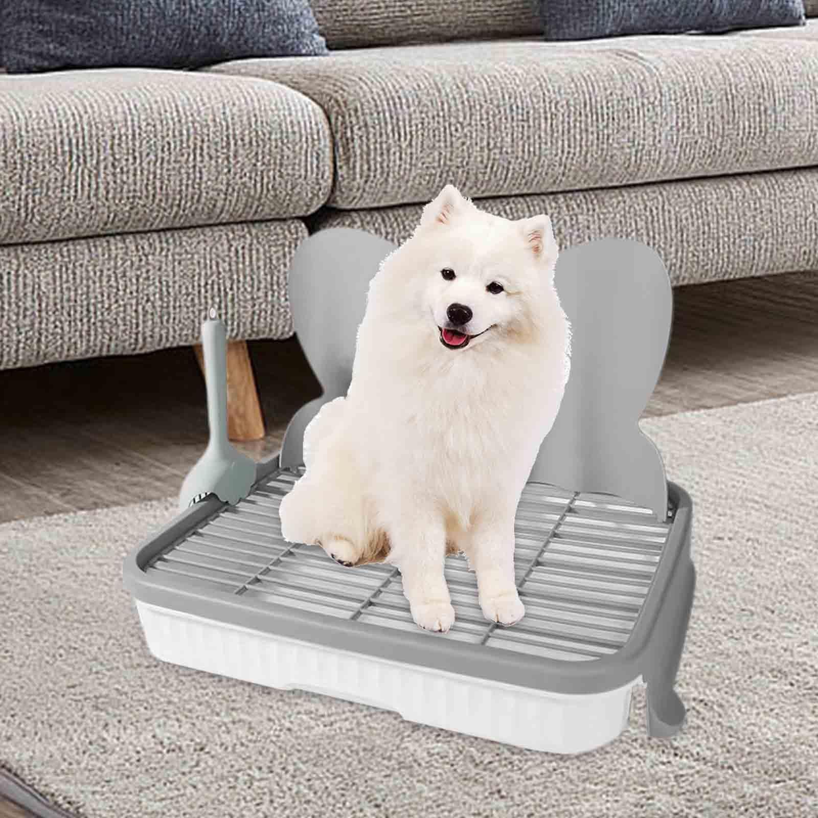 Inodoro para Perros Bandeja de Entrenamiento Tapete Sanitario Accesorios de Cama para Perros Simulación de Orinal Material PP Fácil de Limpiar Adecuad, Gris