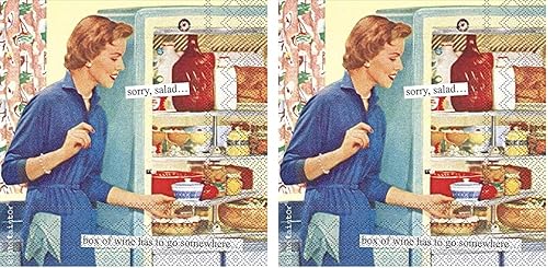 Boston International Anne Taintor Servilletas de papel, 20 unidades, tamaño cóctel, caja de vino (paquete de 2)