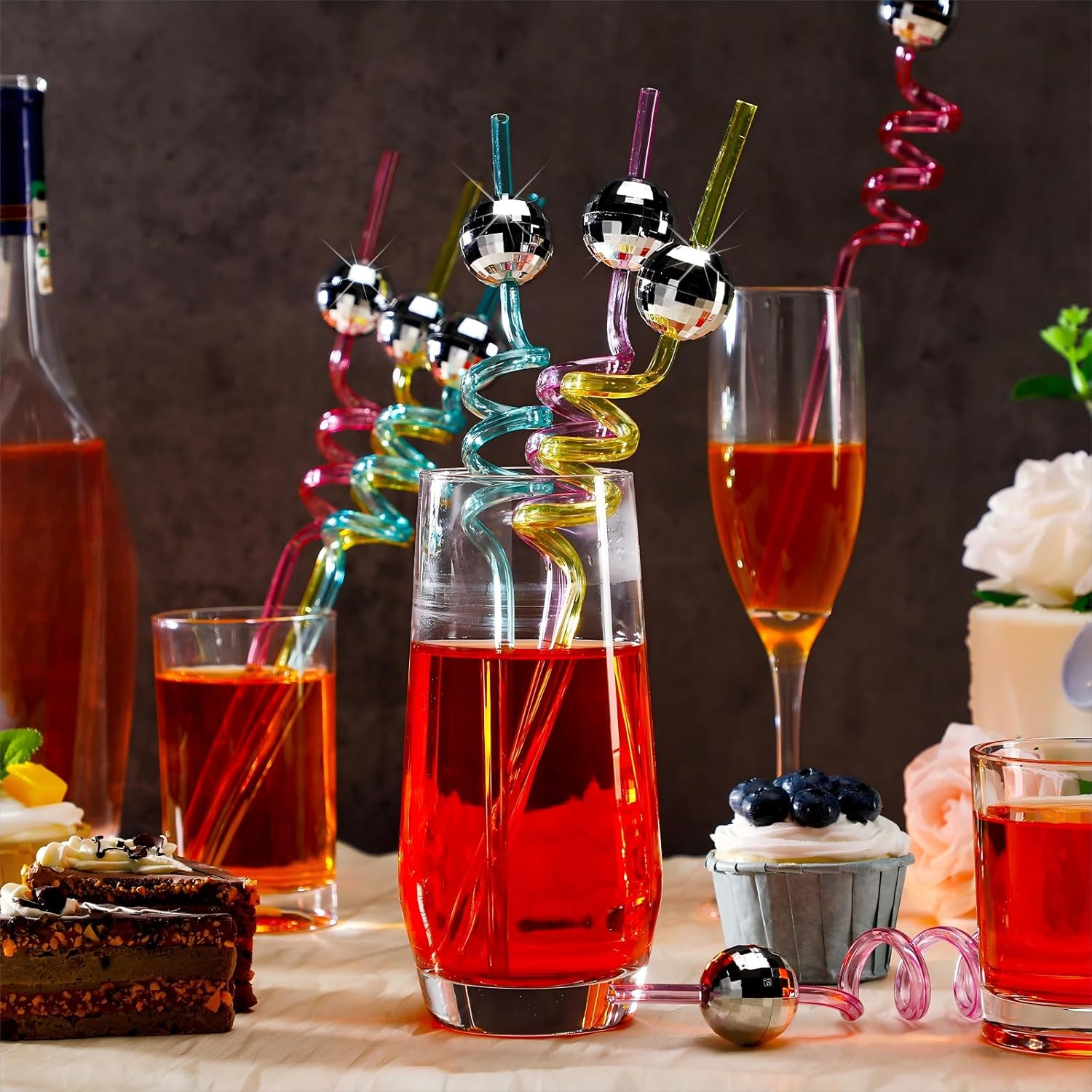 Zhehao 16 Pcs Disco Ball Straws Mirror Disco Straw 70s Decorative Straws for Dance Holiday Wedding Birthday Supplies Retro Party Decorations Reusable Bachelorette Straws Plastic, 4 Colors - Image 4