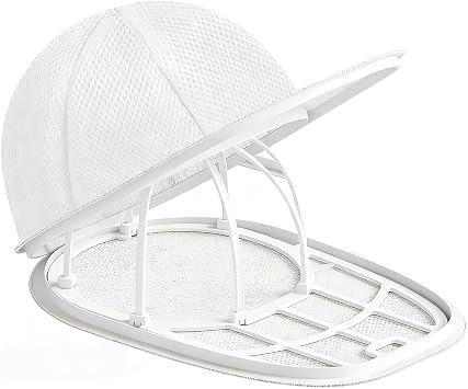 Hat Washer Cage with Mesh Bags, Hat Cleaner and Protector for Baseball Caps, Hat Stretcher for Washing Machine and Dishwasher, Suitable for Flat and Curved Hats Daily Cleaning, White