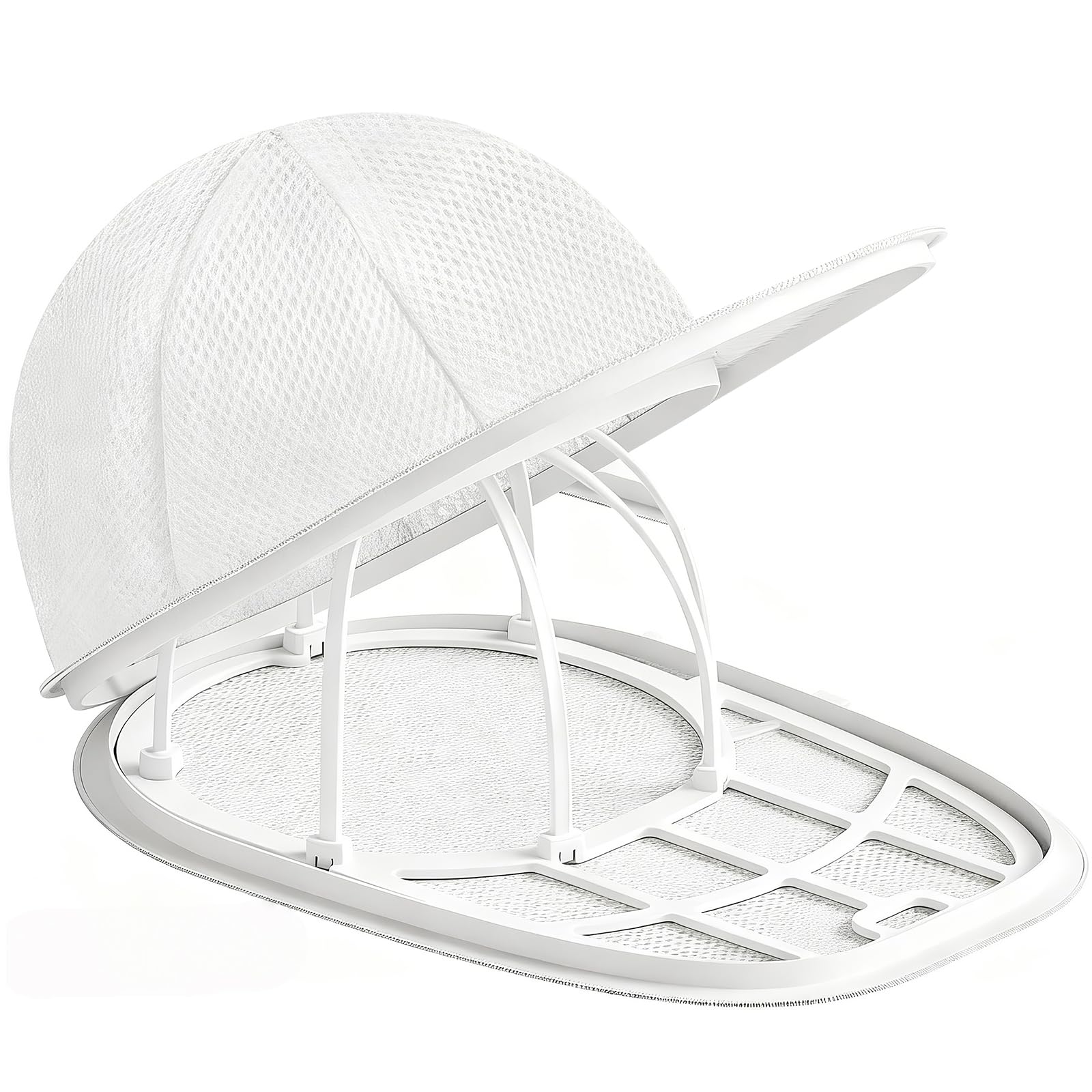 Minmex Baseball Cap Washing Cage, Hat Washer Cage, Baseball Cap Cleaner for Washing Machine & Dishwasher - Hat Holder, Shape Protector with Mesh Bag for Laundry White